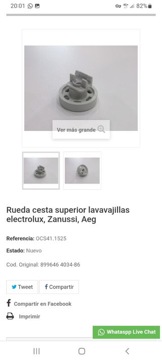 Ruedas Lavavajillas AEG-Zanussi-Electrolux