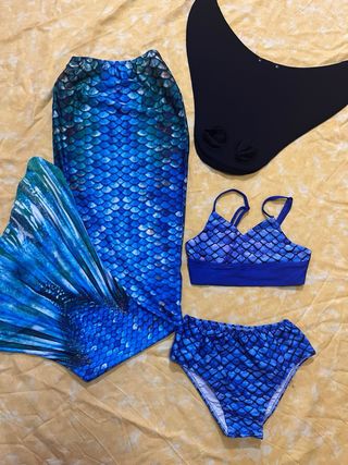 Cola Sirena niña + bañador azul (talla 12)