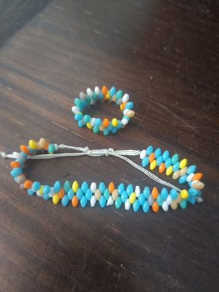 Pulsera y anillo cristal checo multicolor