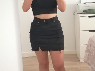 Minifalda vaquera negra talla S