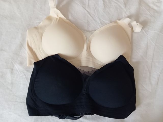 2 Sujetadores - Beige y Negro - XL