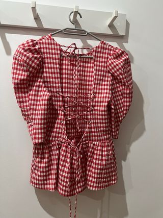 Top Vichy Vermelho e Branco