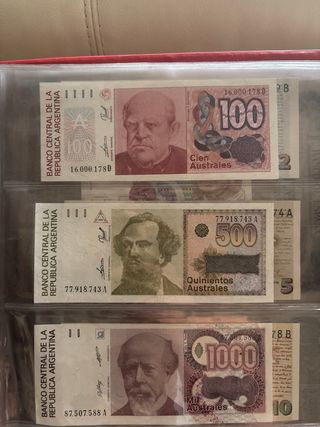 Lote billetes Argentina – Serie Australes 
