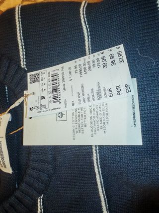 Jersey azul marino con rayas blancas