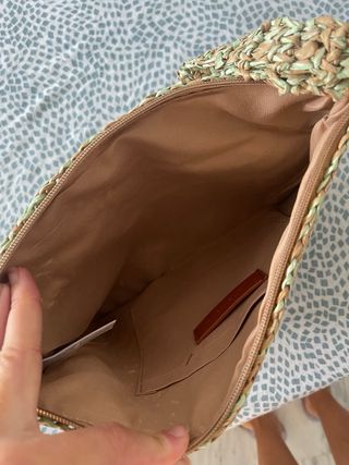 Bolso rafia beige y verde