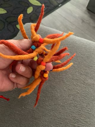 Elastico de cabelo - Lã - castanho e Laranja