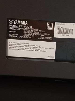 Yamaha PSR-E363 Teclado digital portátil. 