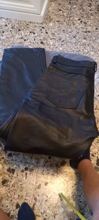 Pantaloni pelle biker neri marca  c.m.j.