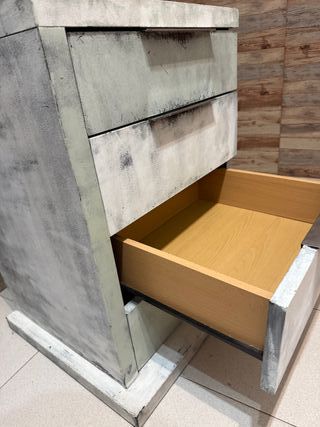 Mesita noche blanco envejecido - madera