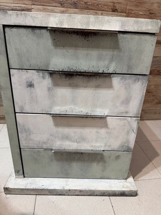 Mesita noche blanco envejecido - madera