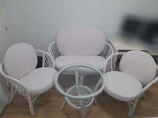 Sillones y mesa bambú - 2 indiv. + 1 doble + mesa