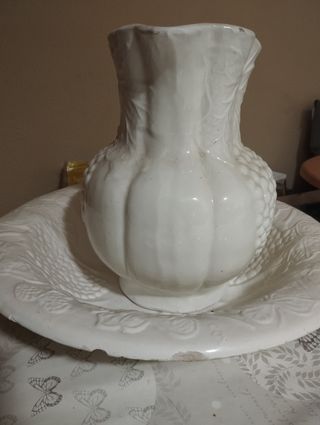 Jarra frutero porcelana blanca