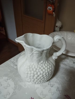 Jarra frutero porcelana blanca