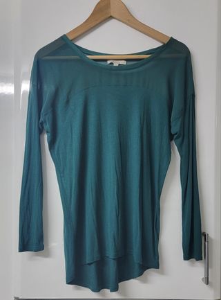Top Zara semitransparente verde botella