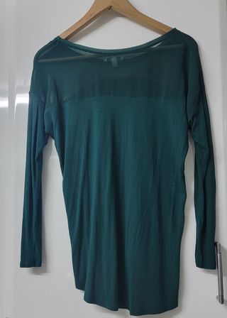 Top Zara semitransparente verde botella