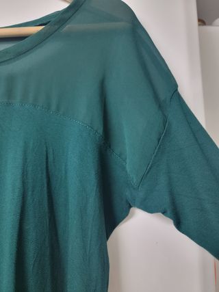 Top Zara semitransparente verde botella