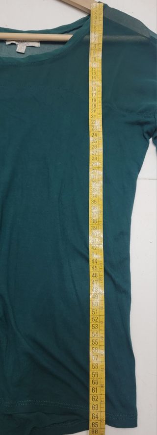 Top Zara semitransparente verde botella