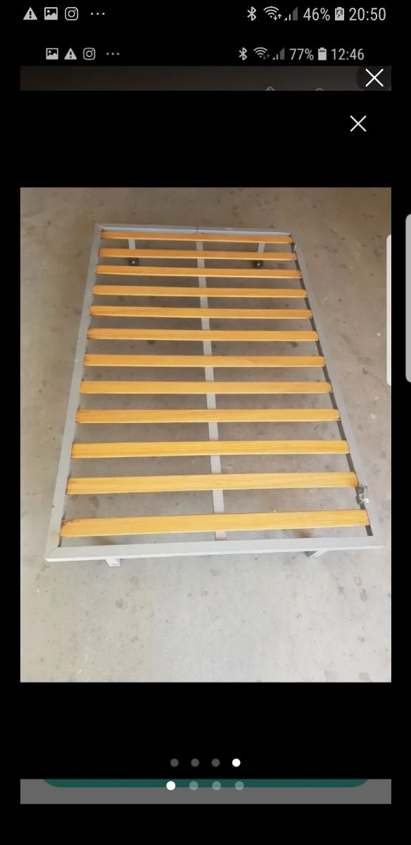 Somier cama pequeña gris metal-madera supletoria