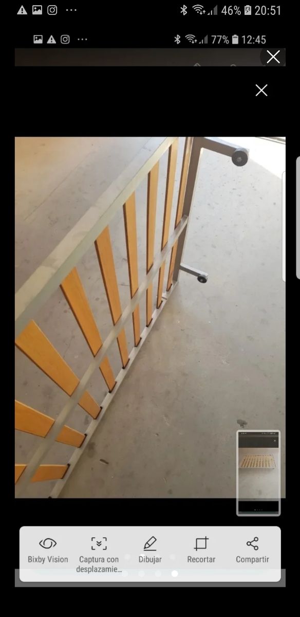 Somier cama pequeña gris metal-madera supletoria