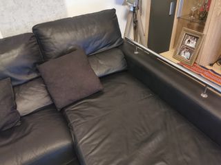 Sofá de piel negro - Chaise Longue