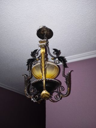 Lamparas colgantes 5 brazos doradas