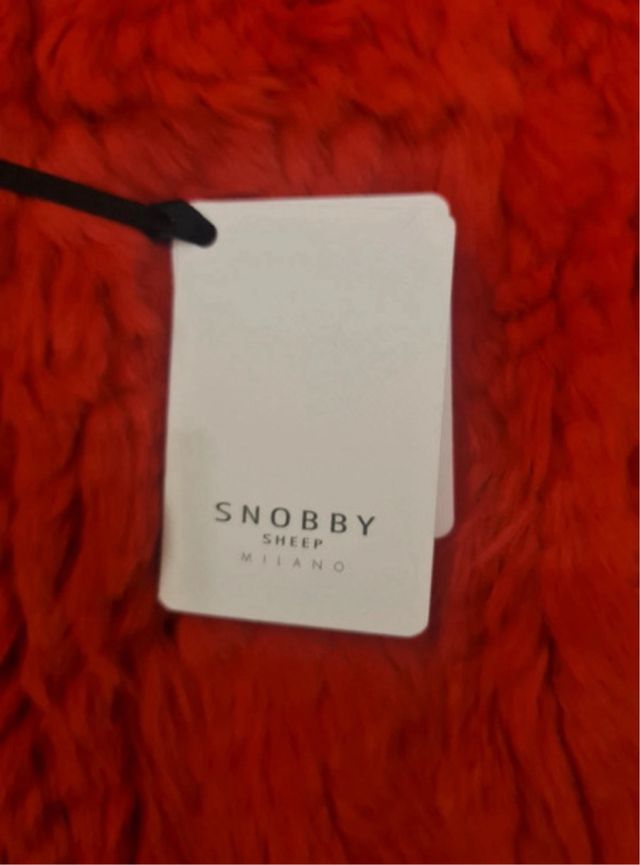 Sciarpa collo rossa in pelliccia sintetica