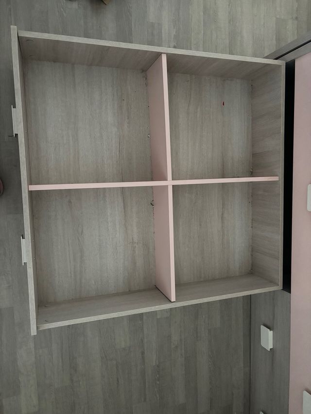 Cama nido infantil rosa y gris