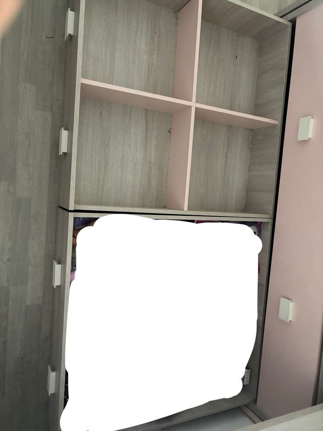 Cama nido infantil rosa y gris