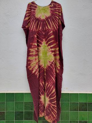 Kaftan algodón marrón-verde