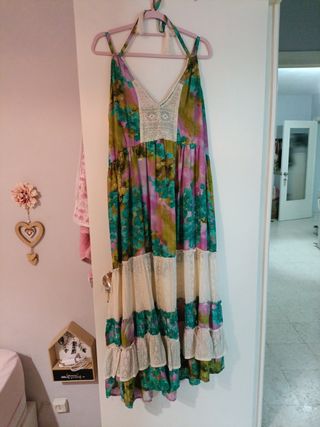 Vestido largo estampado flores