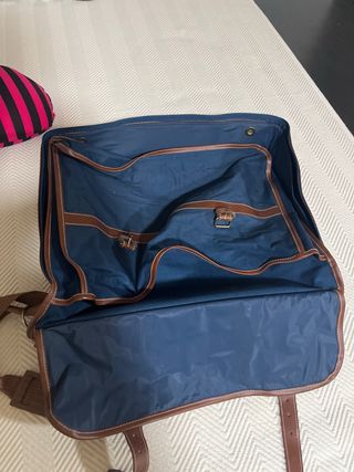 Maleta viaje azul y marrón