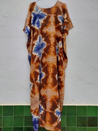 Kaftan algodón marrón-azul