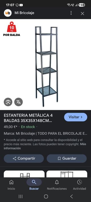 Estantería metálica negra - 4 baldas