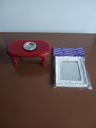Mesa y espejo con marco miniatura 1:12