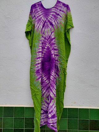 Kaftan tie-dye verde-morado