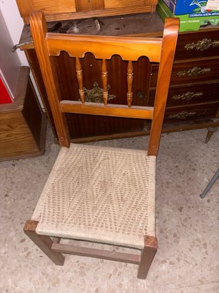 Silla mimbre madera - marrón beige