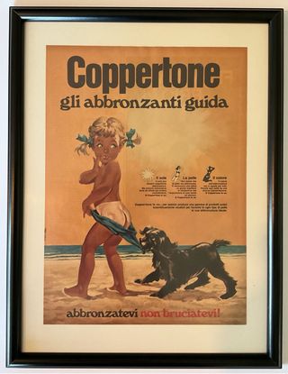 Poster pubblicitario Coppertone vintage