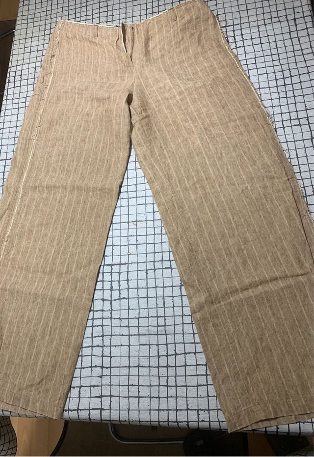Pantalón lino marrón