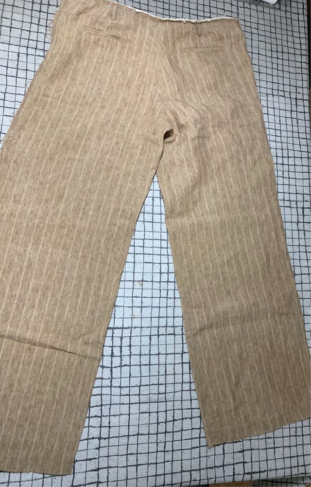 Pantalón lino marrón