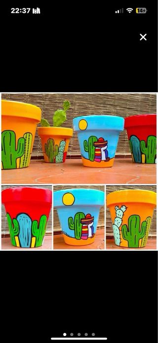 2 macetas pintadas a mano