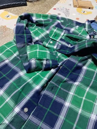 Camisa cuadros hombre - Verde, Azul larga 