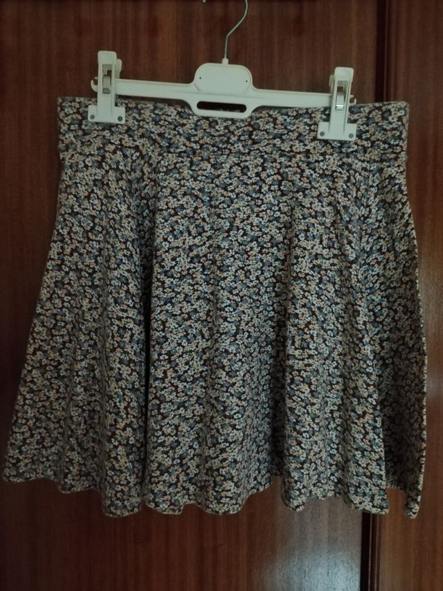 Falda de tablas flores algodón