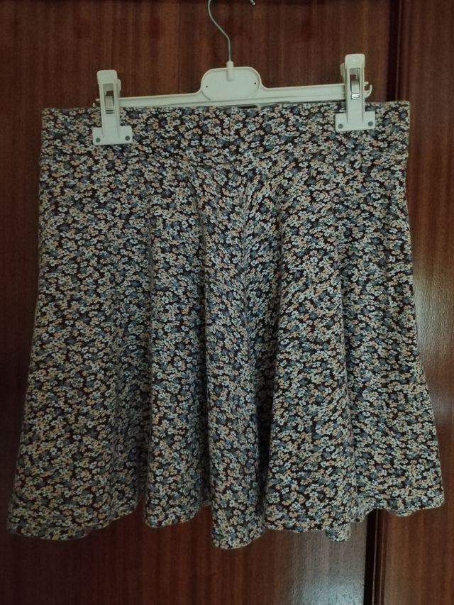 Falda de tablas flores algodón