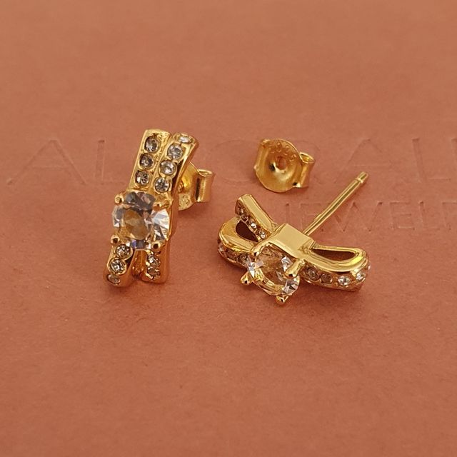 Pendientes ORO Y CRISTAL SWAROVSKI. REGALO NAVIDAD