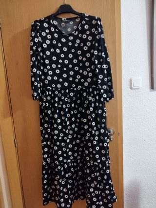 Vestido flores blanco-negro