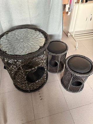 Mesa+2 taburetes red de pesca
