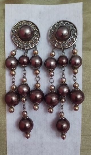 Pendientes vintage largos plateado dorado