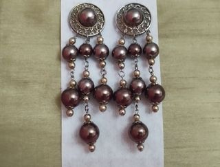 Pendientes vintage largos plateado dorado