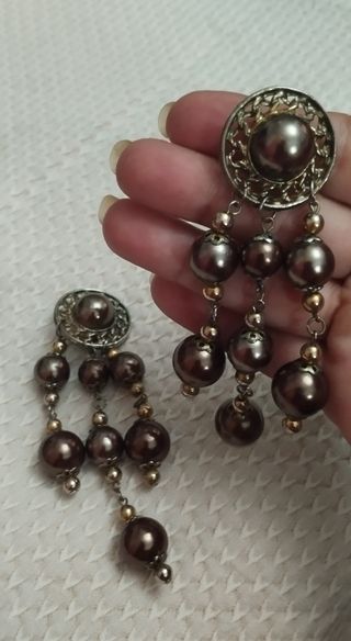 Pendientes vintage largos plateado dorado