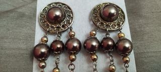 Pendientes vintage largos plateado dorado